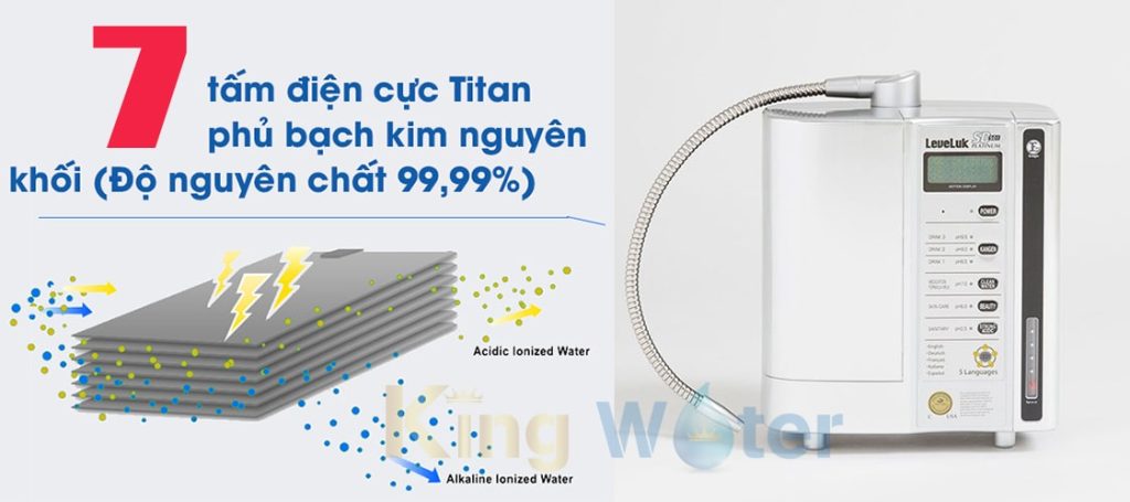 Máy Kangen SD501 Platinum được cấu tạo từ 7 tấm điện cực chất liệu titanium